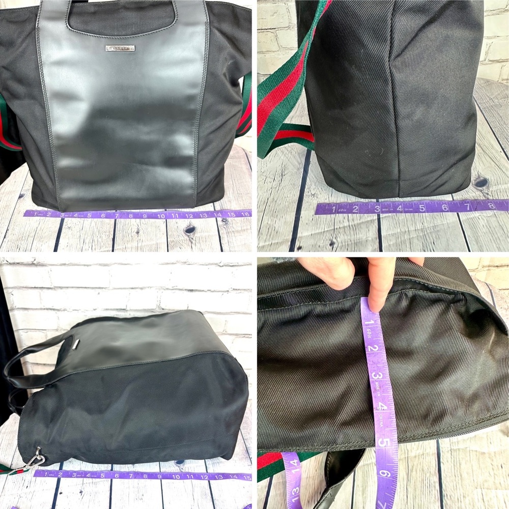 GUCCI black leather and nylon travel over-night crossbody bag LIKE NEW - Picture 16 of 16
